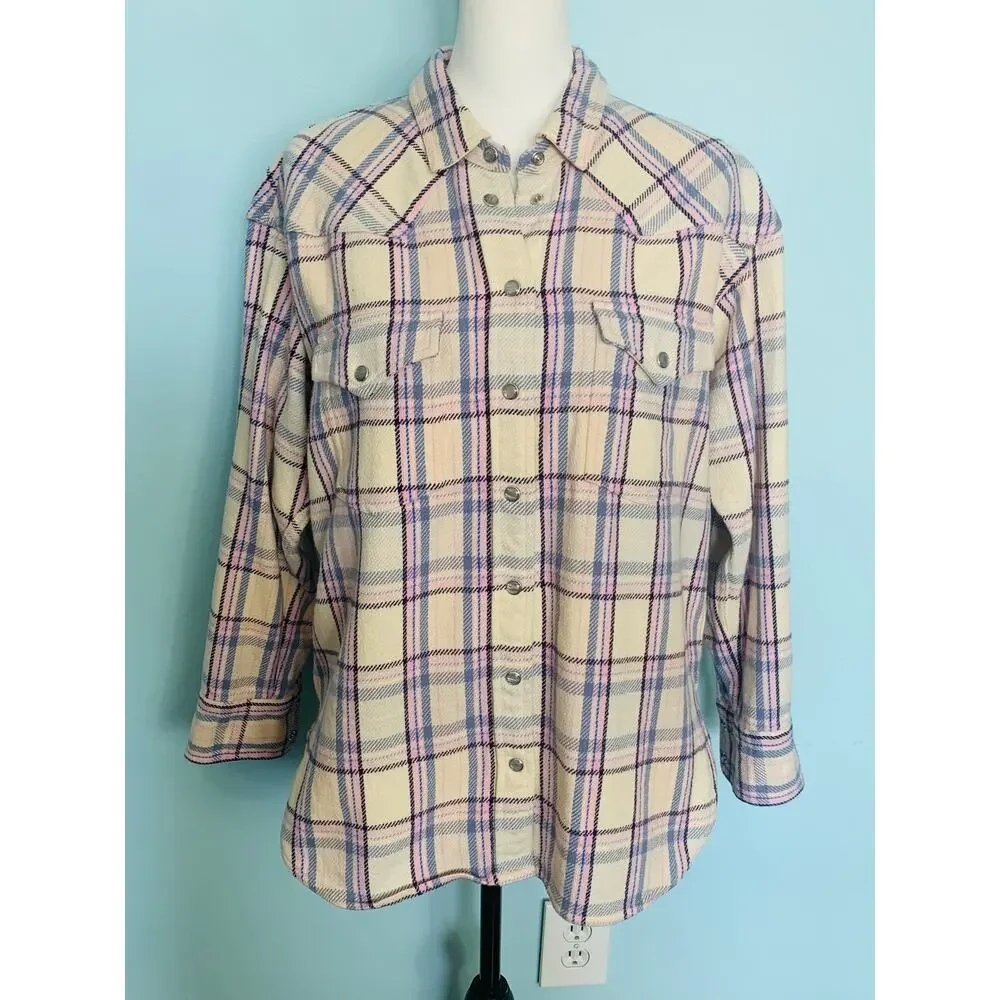 J. Crew Relaxed-Fit Flannel Shirt in Lavender Plaid Size 4